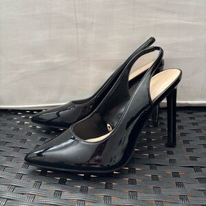 Nine West Black Patent Pointed-Toe Slingback Stilettos